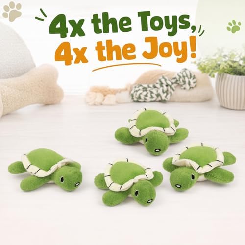 Hollypet Squeaky Hide and Seek Dog Toys for Small and Medium, 4 Turtles