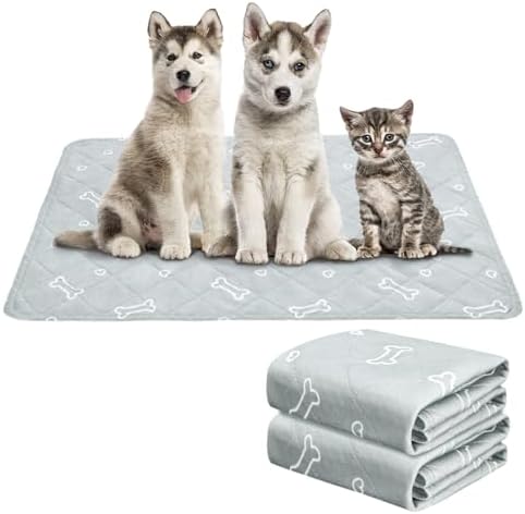 Washable Pee Pads for Dogs, 2 Pack Reusable Puppy Pads, Super Absorbent & Waterproof Training Mats for Potty, Crate, Kennel, Playpen, Bed & Sofa, Anti-Slip Wee Pee Pads for Dogs,18" x 24"