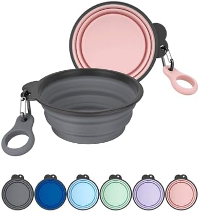 Aonkey 2 Pack 37oz/4.6 Cup Collapsible Dog Bowls with Bottle Carrier