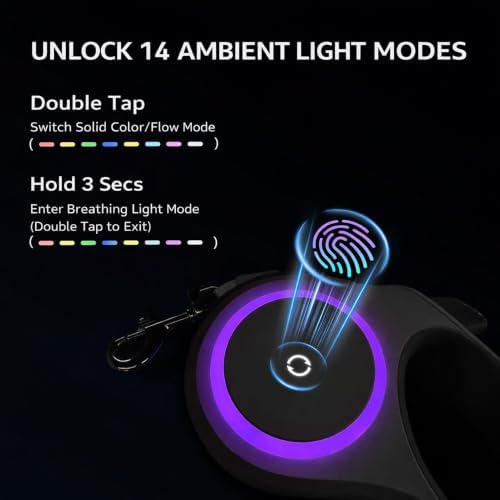 Upgraded Version LED Light Multifunctional Retractable Dog Leash, Pet Supplies, Collar, Leash, Reflective, Light, One-Buton Control, Anti-Twist, Non-Slip Handle, Suitable for Medium and Small Pet Dogs