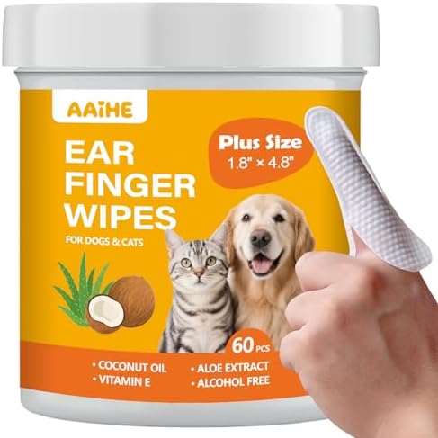 Plus Size Dog Ear Wipes for Dogs & Cats, Coconut Scent, 60 Count