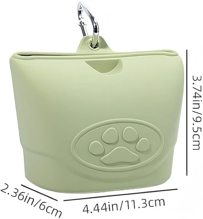 Silicone Dog Treat Pouch-Small Training Bag-Portable Dog Treat Bag for Leash with Magnetic Closure and Waist Clip Dog Training Fanny Pack (Dark Green)
