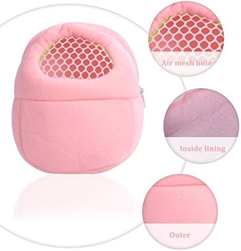 1 PCS Portable White Mesh African Hedgehog Hamster Breathable Pet Dog Carrier Bags Handbags Puppy Cat Travel Backpack (M, White Mesh - Pink, 18 x 22cm/7 x9 inch)