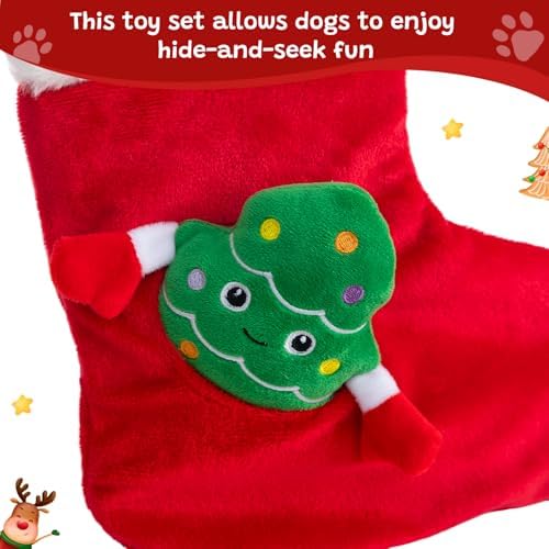 Hollypet Christmas Squeaky Hide and Seek Dog Toys for Small and Medium