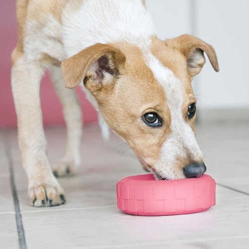 KONG Puppy Tires, Natural Rubber Teething Toy, for Small Puppies, Pink