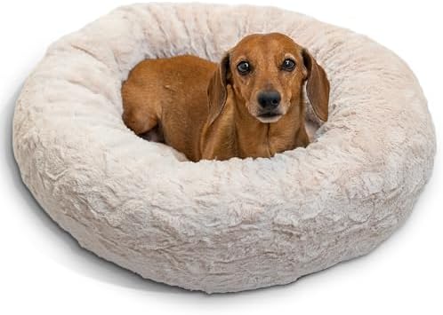 Best Friends by Sheri Original Calming Donut Dog Bed, Oyster, Small, 23"
