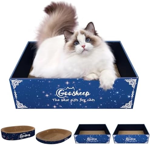 Goosheep 4PCS Cat Scratcher Bed, Oval Cardboard Scratcher for Indoor Cats