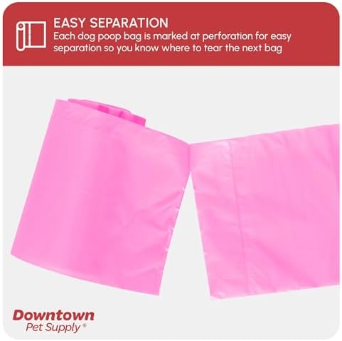 Downtown Pet Supply Poop Bags for Dogs with Dispenser, 180 Count - Leak-Proof Dog Waste Bags and Bone-Shaped Dog Poop Bags Holder for Leash - Pink, 12.5" x 8.5"