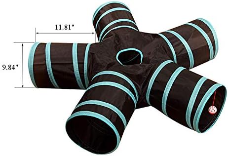 Cat Tunnels Crinkle Play Toys Collapsible Tube with Ball Maze Cat House Pet Interactive for Cat Puppy Kitten Rabbit 5-Way Tunnel