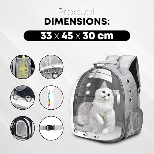 Nazarian's Large Capacity Pet Carrier Backpack for Cats & Dogs - Breathable, Sturdy, and Comfortable Small Travel Backpack for Hiking, and Outdoor - Secure and Lightweight Pet Backpack Carrier
