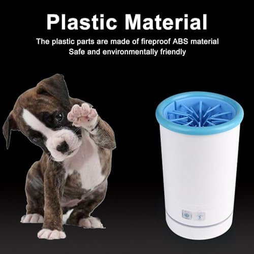 Automatic Dog Cleaner, Soft Electric Washer USB Rechargeable Portable Cleaner Cup, Dog Foot Cleaning Machine for Small to Medium Dogs Cats (White Blue)