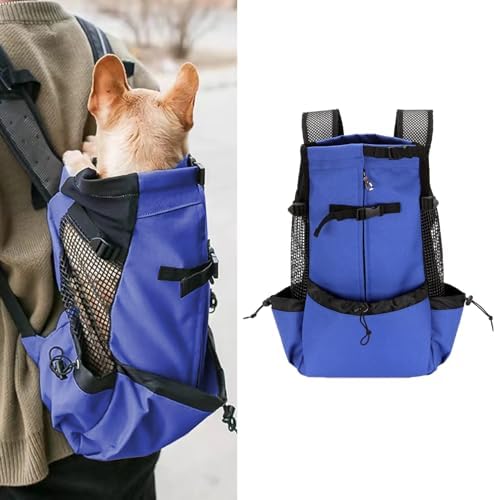 MANON ROSA Dog Backpack Carrier Adjustable Easy-Fit Travel Bag for Traveling Hiking Camping for Small Medium Dogs Cats Puppies (Small,Blue)