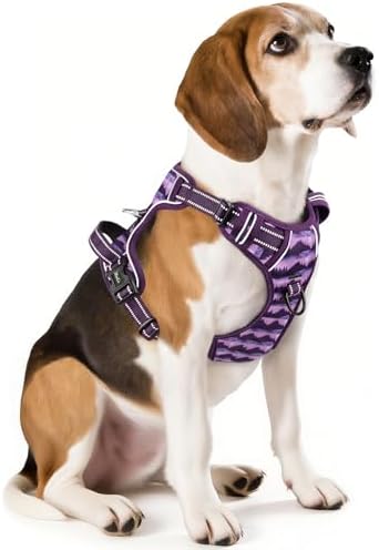 HEELE Dog Harness, No Pull Adjustable Padded Reflective Harness for Small Medium Large Dogs with Handle for Walking Training, Moon Night, M