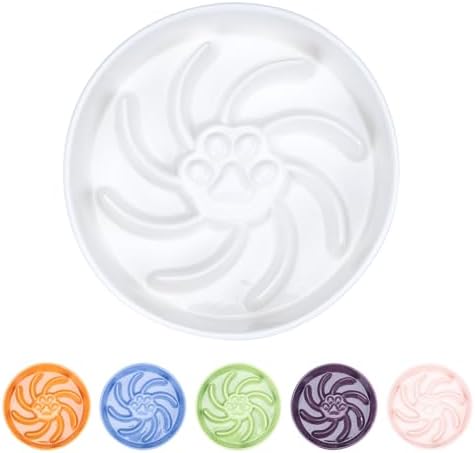 Ceramic Slow Feeder Dog Bowl, 3 Cup Dog Food or 25oz Water, Slow Eating Bowl for Middle Breed, Maze Puzzle Feeder for Fast Eaters, Anti-Choking Stop Bloat, Non-Slip BPA Free (White)