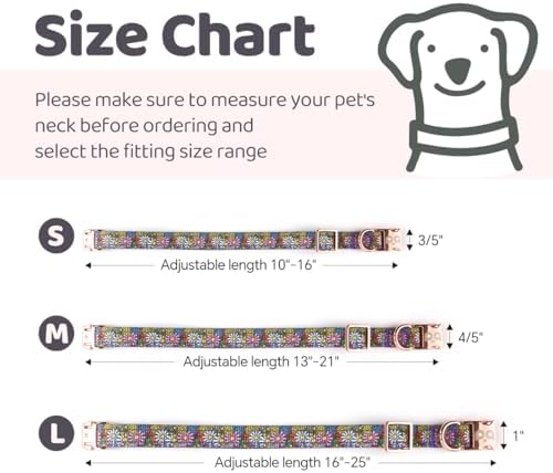 QQPETS Reflective Dog Collar with Metal Buckle Adjustable Nylon Collars Gift for Small Medium Large Boys Girls Dogs