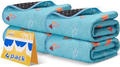 Sunheir Washable Pee Pads for Dogs, 4-Pack Reusable Puppy Pads