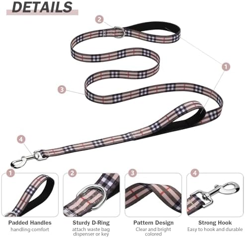 Hikiko 4FT Dog Leash Padded Double Handle with Designed Pattern