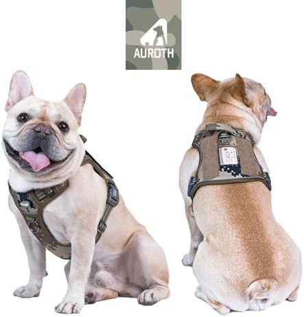 AUROTH Tactical Dog Harness for Small Medium Dogs No Pull Adjustable Pet Harness Reflective K9 Working Training Easy Control Pet Vest Military Service Dog Harnesses Desert Camo S