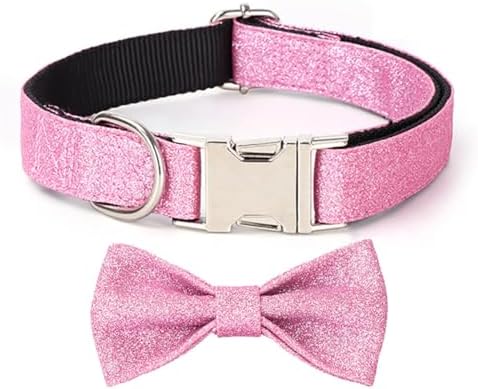 Bling Dog Collar with Removable Bowtie for Dogs Party Wear