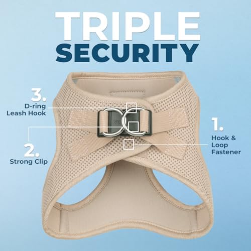 Best Pet Supplies Voyager Step-in Air All Weather Mesh Harness and Reflective Dog 5ft Leash Combo with Neoprene Handle, for Small, Medium and Large Breed Puppies - Khaki, L