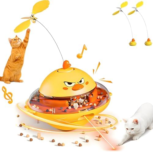 Interactive Cat Toy for Indoor Cats with Laser, Feather&Treat Dispenser