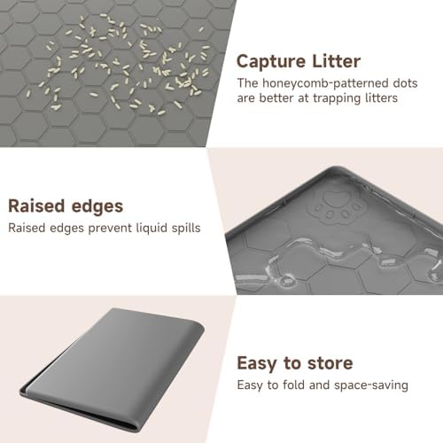 Cat Mat for Litter Box, 40" X 28" Large Silicone Cat Litter Trapping Mat