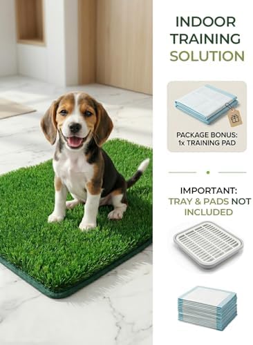 1.2'' Thick Woven Fake Grass Mat for Dog, Glue-Free Artificial Turf Potty Training Pad with Fast Drainage, Machine Washable Pet Pee Pad, Indoor Outdoor Non-Toxic Rug (Large)