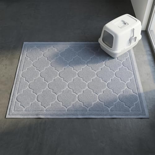 Cat Litter Mat Litter Trapping Mat, Non-Slip, Less Waste Cat Litter Box Mat,Door mats, Entrance mats，Waterproof, Anti Slip, and pet Urine Resistant，47" x 36" LightBlue