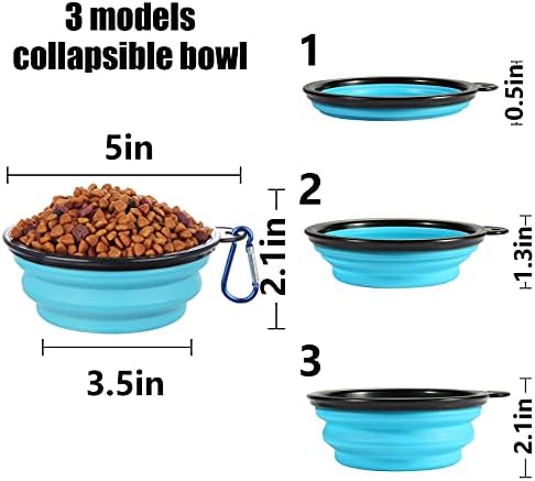 SLSON Dog Bowls Pet Collapsible Bowl with Cover Lids, 2 Pack Travel Bowls