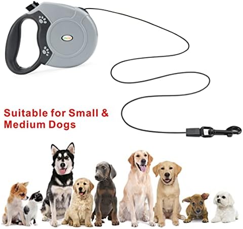 Idepet Heavy Duty Retractable Dog Leash for Small and Medium Dogs, Anti-Chewing Steel Chain Design,360 DegreeTangle-Free,Break and Lock System,16ft Leash Dog Walking (Round Rope)
