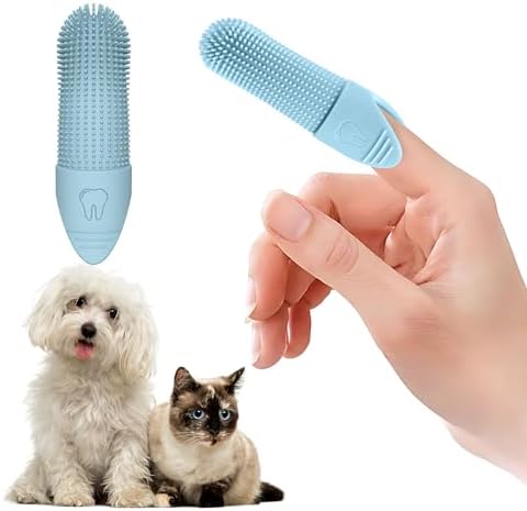 Jack & Milo Soft Silicone Finger Toothbrush for Dogs – Gentle & Effective Oral Care for Small Dogs, Puppies & Cats – Long-Lasting & Easy to Use – Blue – Ideal for Baby Pets