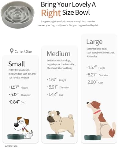 Grey Ceramic Dog Bowl Slow Feeder for Medium and Large Breed,1.5 Cup 8.26 in Slow Feeding Bowl,Puzzle Dog Food Bowl for Fast Eater,Maze Dish for Fast Eater