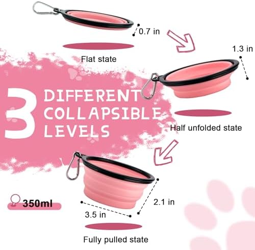 Rest-Eazzzy Collapsible Dog Bowls, 2 Pack Sturdy Portable Dog Water Bowls