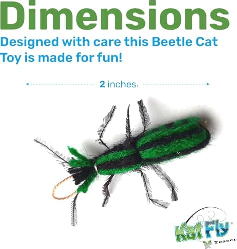 2 Inch Handmade Cat Toy Teaser Beetle (1, Green, Refill Only)