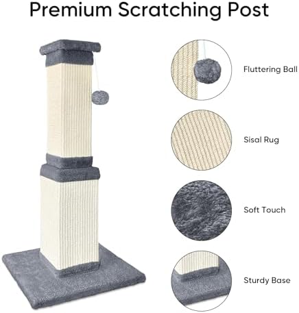 Cat Scratching Post for Indoor Cats, 32Inch Sisal Cat Scratcher