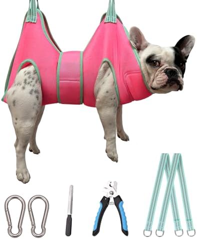 Kkiimatt Dog Grooming Hammock, Medium Hanging Harness Holder Hanger for Nail Clipping,Nail Trimming Hammock,Dog Sling Restraint with Thick Fabric Neck Support for Claw Care