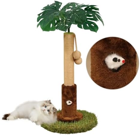 Woochpet 25" Kitten Scratching Post,sisal cat Scratcher Tree with Leaves