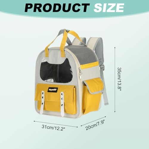 Cat Pet Backpack Carrier Yellow 12"x8"x14" Travel Bag