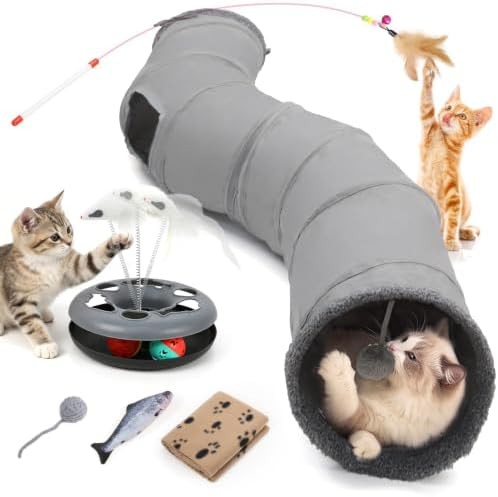 Cat Tunnels for Indoor Cats, 6-in-1 Interactive Cat Tunnel Toys for Kitten