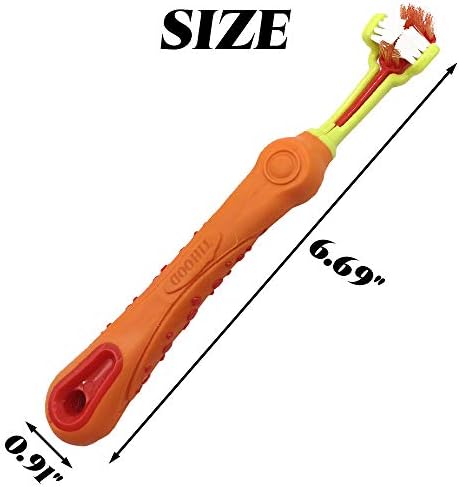 TIHOOD Three Sided Pet Toothbrush Dog Brush Addition Bad Breath Tartar Teeth Care Dog Cat Cleaning Mouth (Blue,Orange,purplr and White)