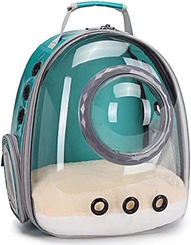 Bubble Cat Carrier Backpack Transparent Pet Carrier Backpack for Small Puppy and Bunny (Green, Backpack)