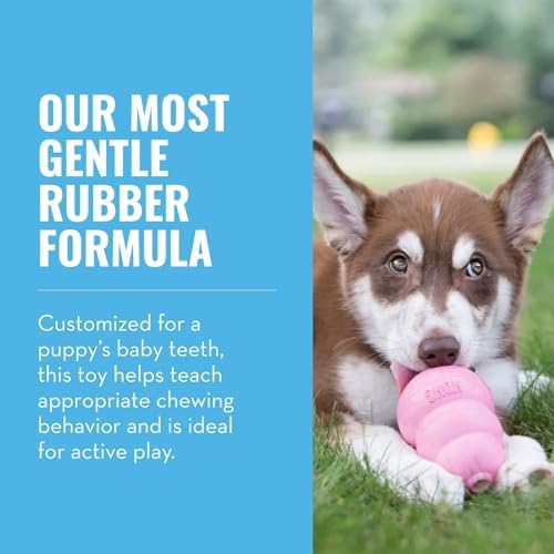 KONG Puppy, Natural Rubber Teething Chew Toy, for Large Puppies, Pink