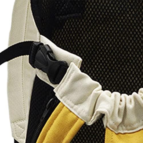Pet Carrier Backpack Cat Chest Bag Portable Shoulder Strap Front Carrier Legs Out for Walking Hiking Camping (L White Yellow)