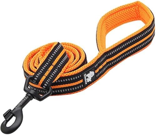 Creation Core Reflective Dog Leash Durable Padded Pet Leash Strap for Puppy Pet Leash Rope, Orange 6.5Ft Long 0.8" Wide