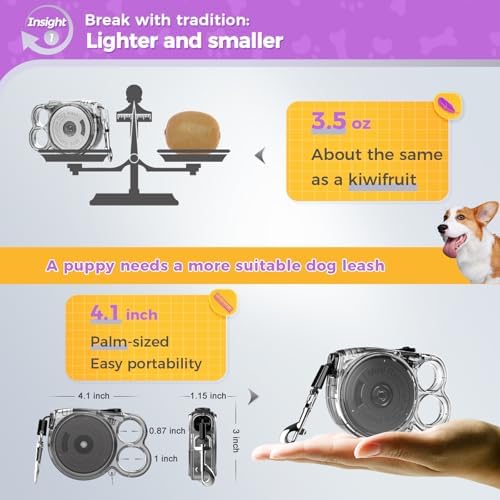 10 ft Retractable Dog Leash for Tiny & Small Dogs, Puppies, Cats