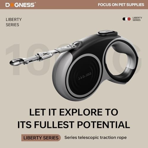 DOGNESS 16.4 Ft Heavy Duty Retractable Dog Leash 110 lbs (Titanium Grey)