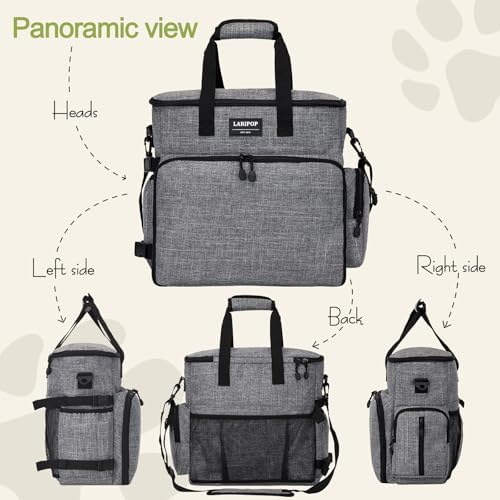 LARIPOP Dog Travel Bag Airline Friendly for Small Medium Large Dogs, Pet Travel Organizer with Collapsible Bowls Food Containers Mat, Waterproof Portable Tote for Dog Outdoor Travel