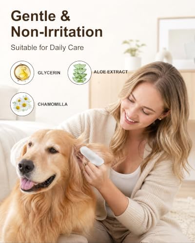 Dog Ear Cleaner for Floppy Ears & Long-Eared Breeds, Deodorizing Ear Cleaning Solution, Helps Keep Ears Dry After Swimming, Bath & Rainy Walks, Gentle Daily Ear Care for Dogs