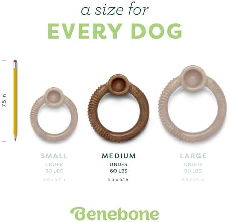 Benebone Ring Durable Dog Chew Toy for Aggressive Chewers, Real Bacon, Made in USA, Medium