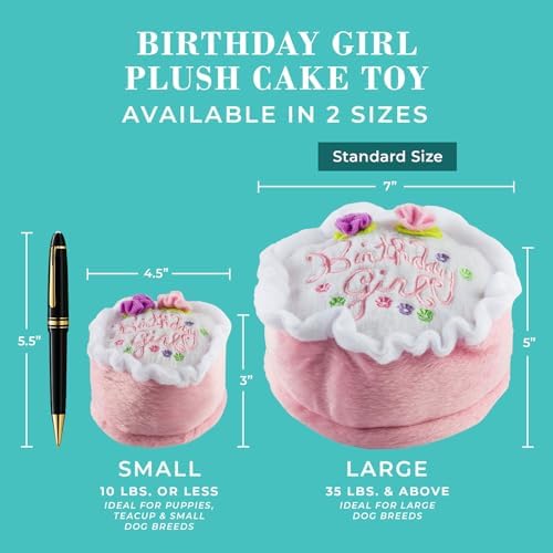 Haute Diggity Dog Birthday Girl Cake Plush Dog Toy, Funny Stuffed Dog Toy
